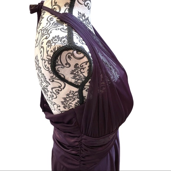 DB STUDIO - dark purple dress with sheer paneling. Perfect for occasions, sz 16 - Picture 7 of 15